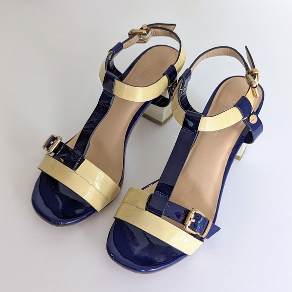 Studio L&T Patent Strappy Block Heel Sandals - Picture 2 of 11